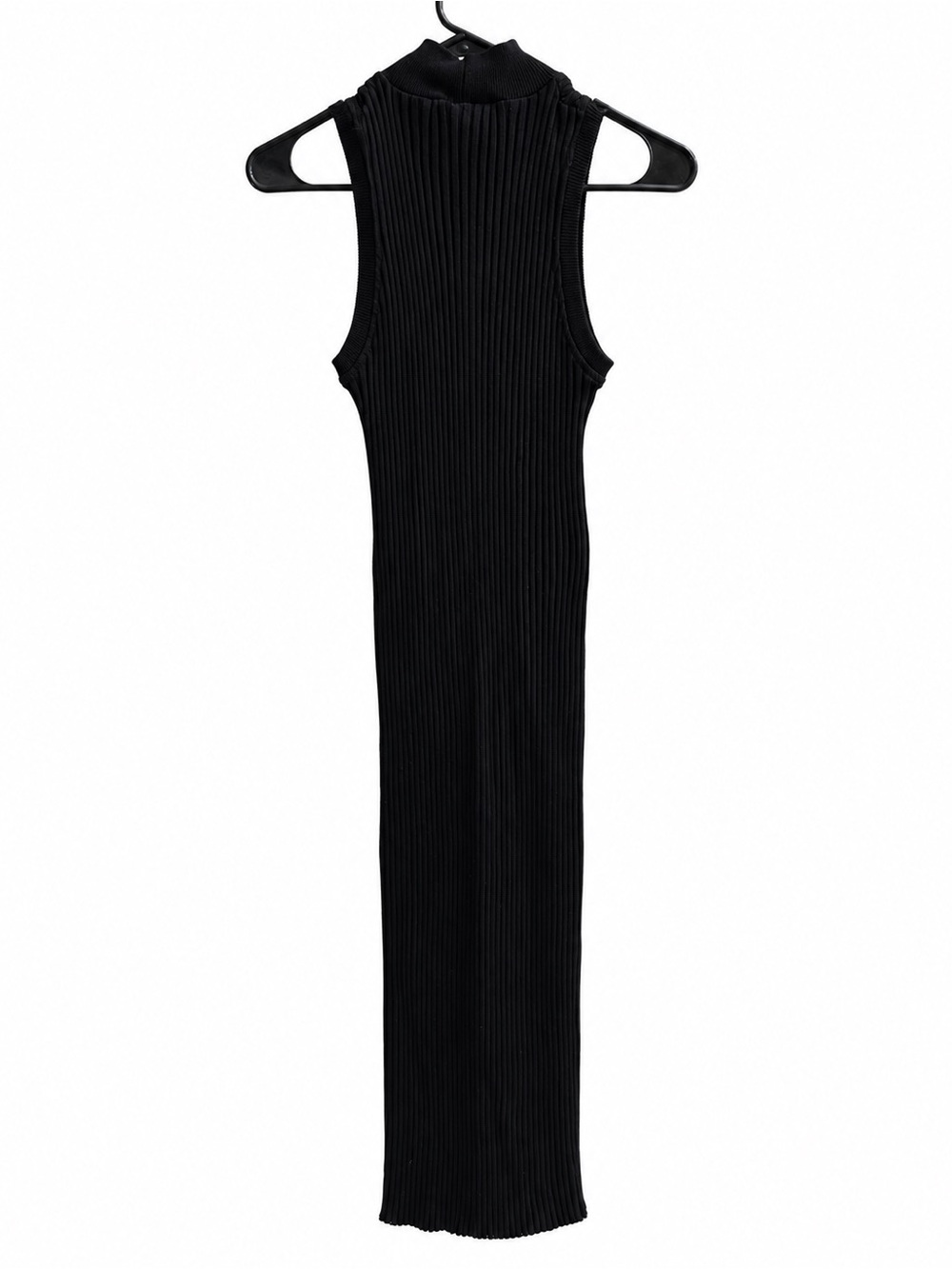 Zara Black Ribbed Sleeveless Mock Neck Maxi Dress – XS